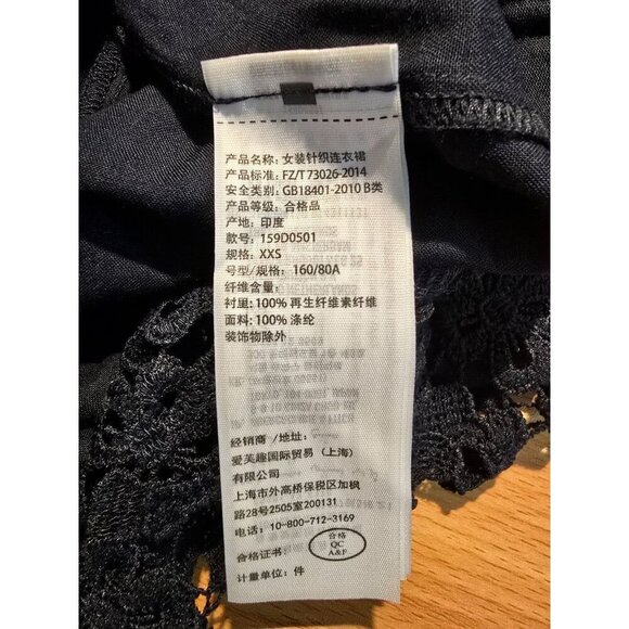 Abercrombie & Fitch Mini Dress Sz XXS Black Floral Embroidered Ruched LBD Boho - Picture 16 of 16